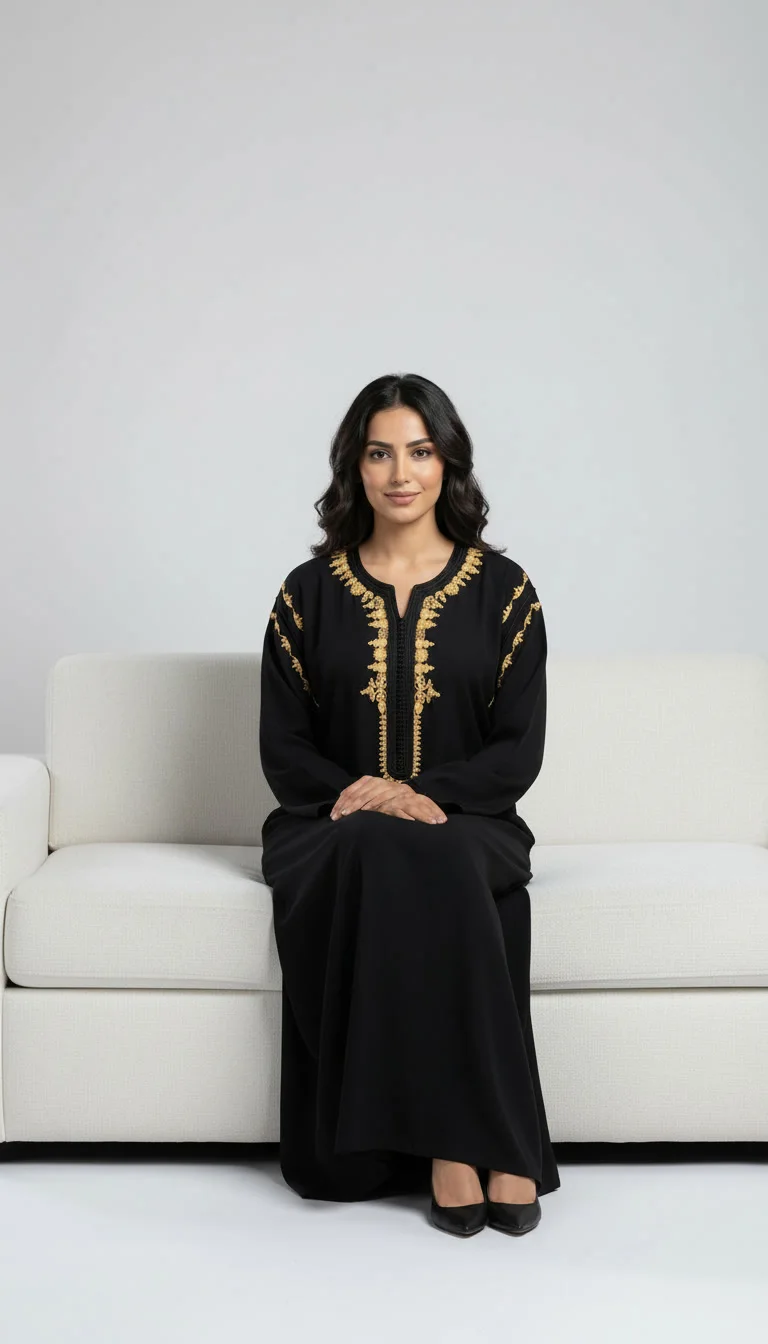 Caftan noir brodé gold – Élégance royale