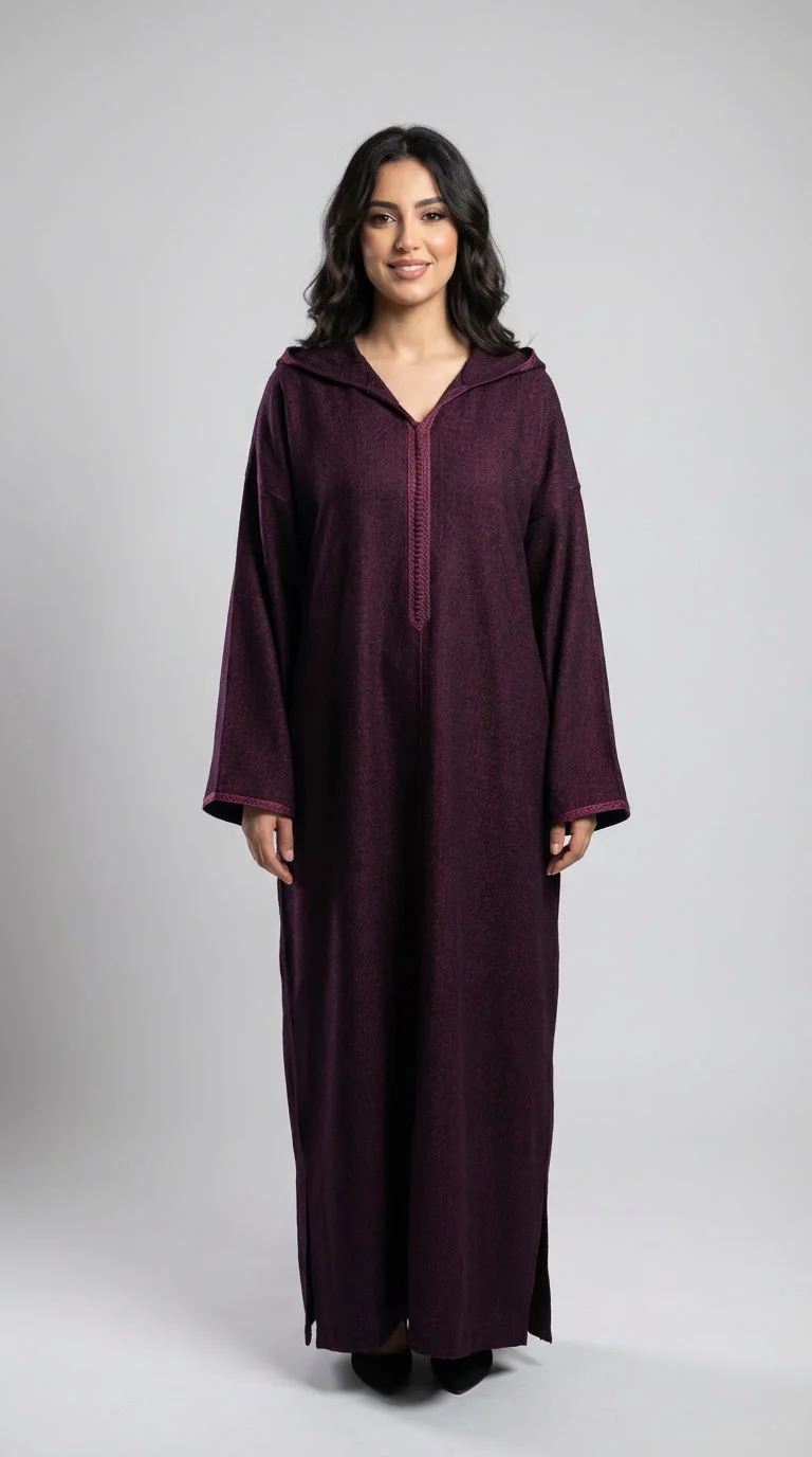 Djellaba Classique – Tissu Type Chanel & Coupe Makhzania Élégante