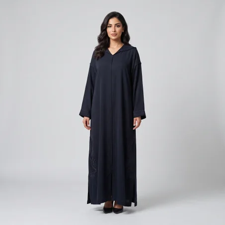 Djellaba Haute Couture en Crêpe de Soie – Finition Randa Fait Main & Tarz Rbati Tone sur Tone