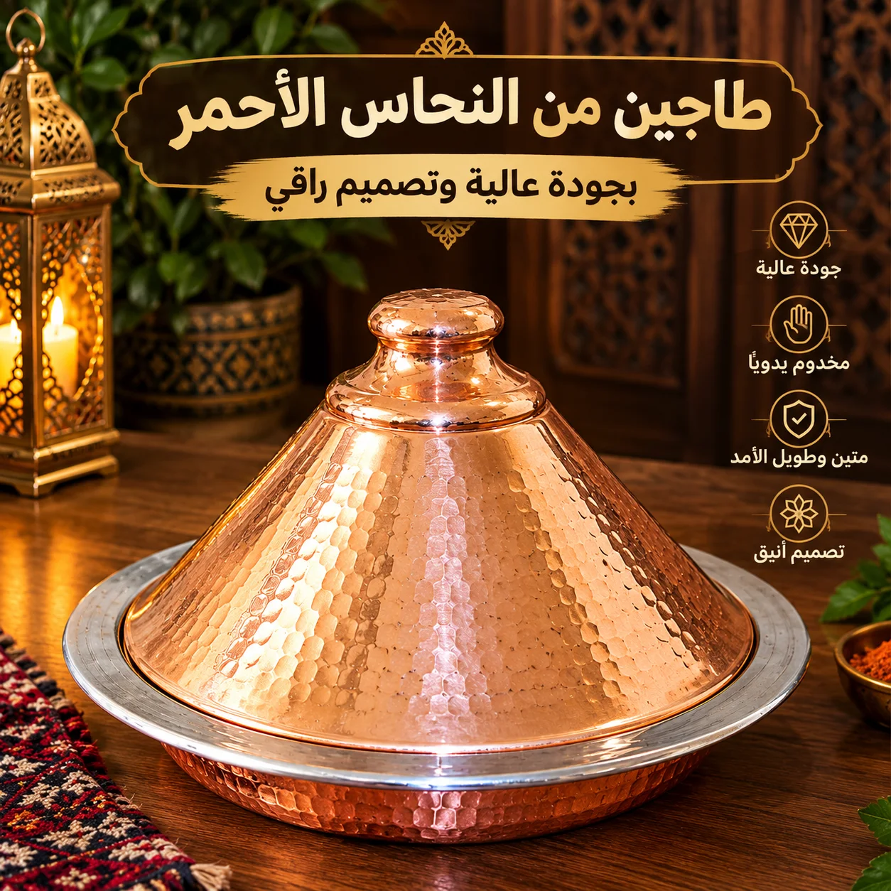 ✨ طاجين النحاس الأحمر الأصلي