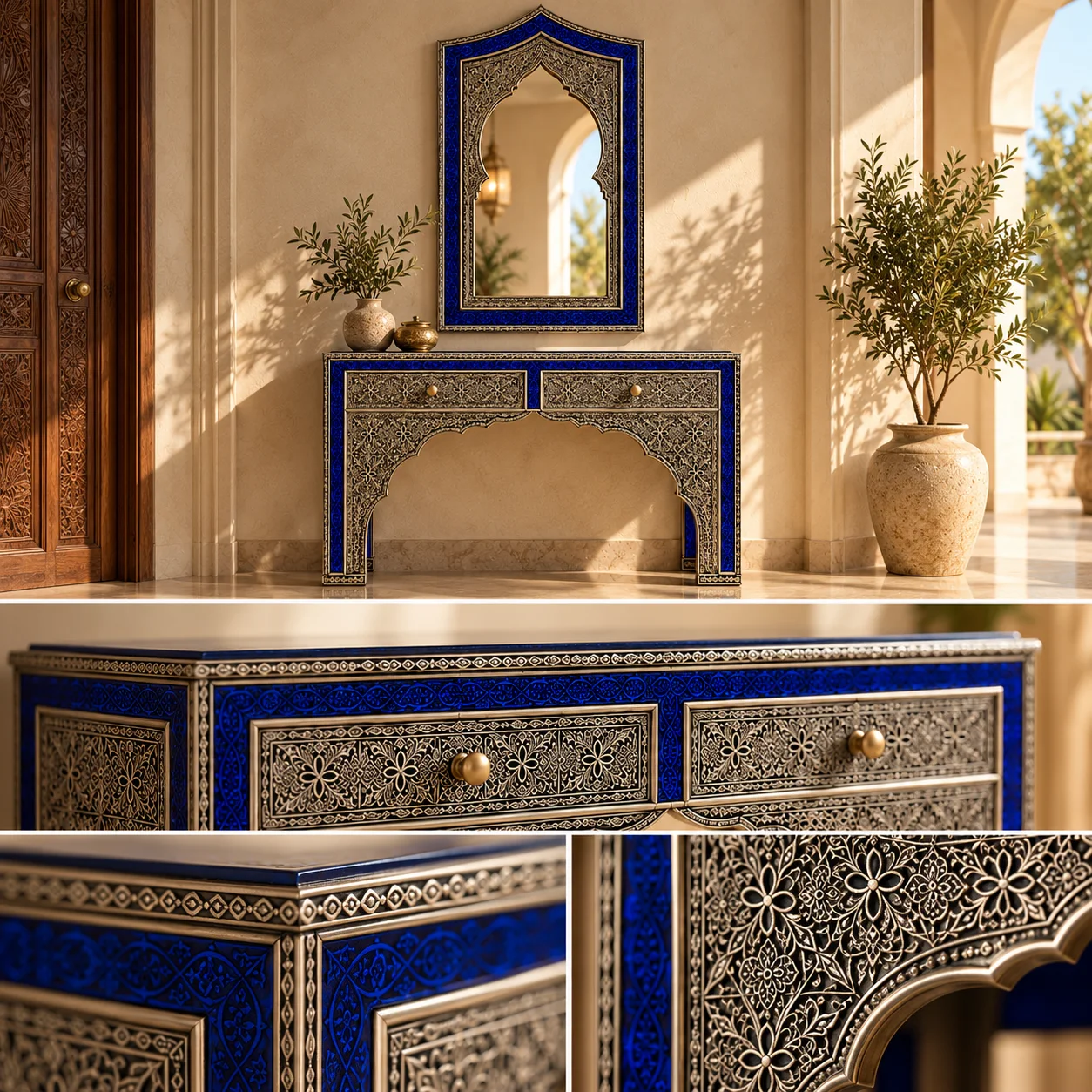 Console & Miroir – Métal & Résine Artisanale
