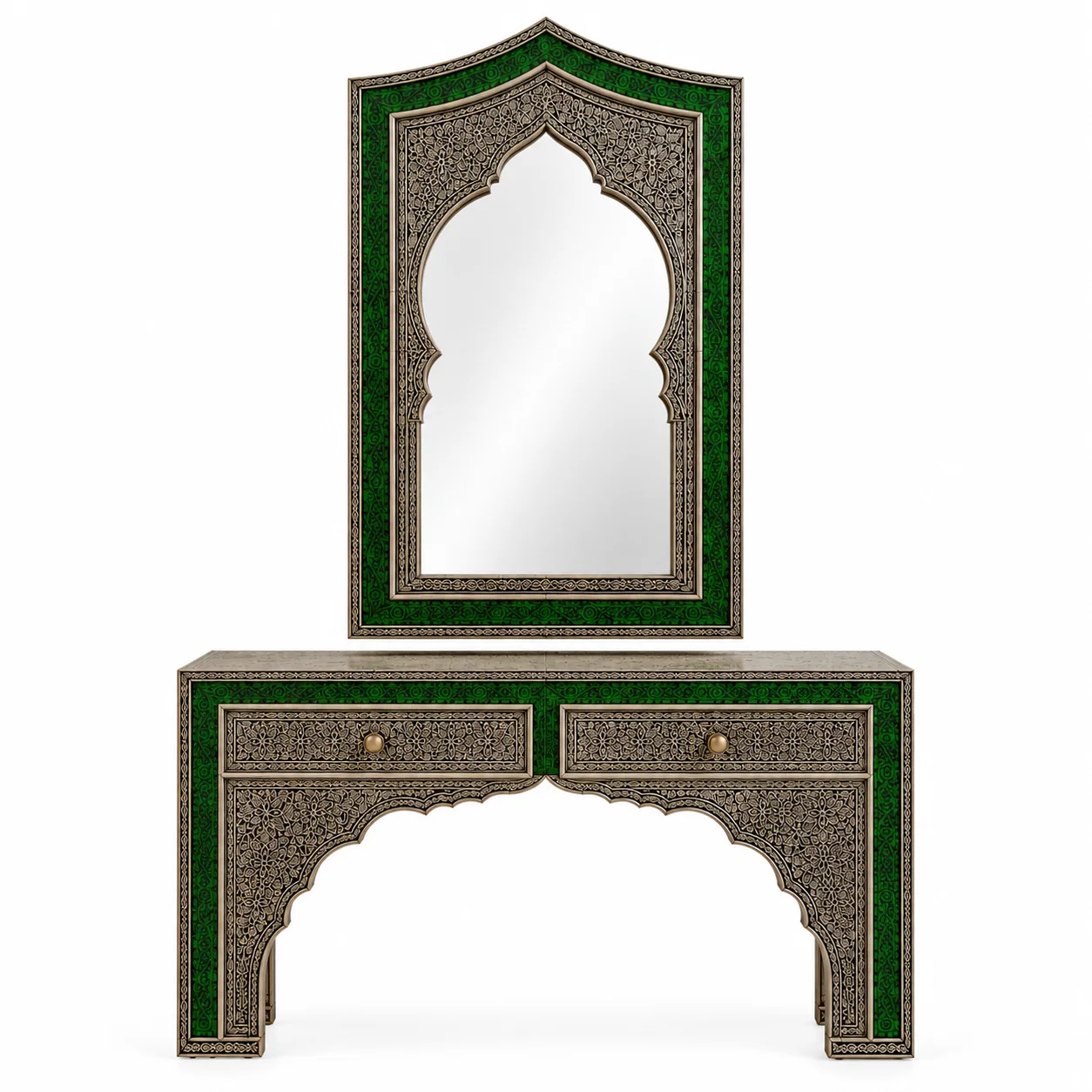 Console & Miroir – Métal & Résine Artisanale