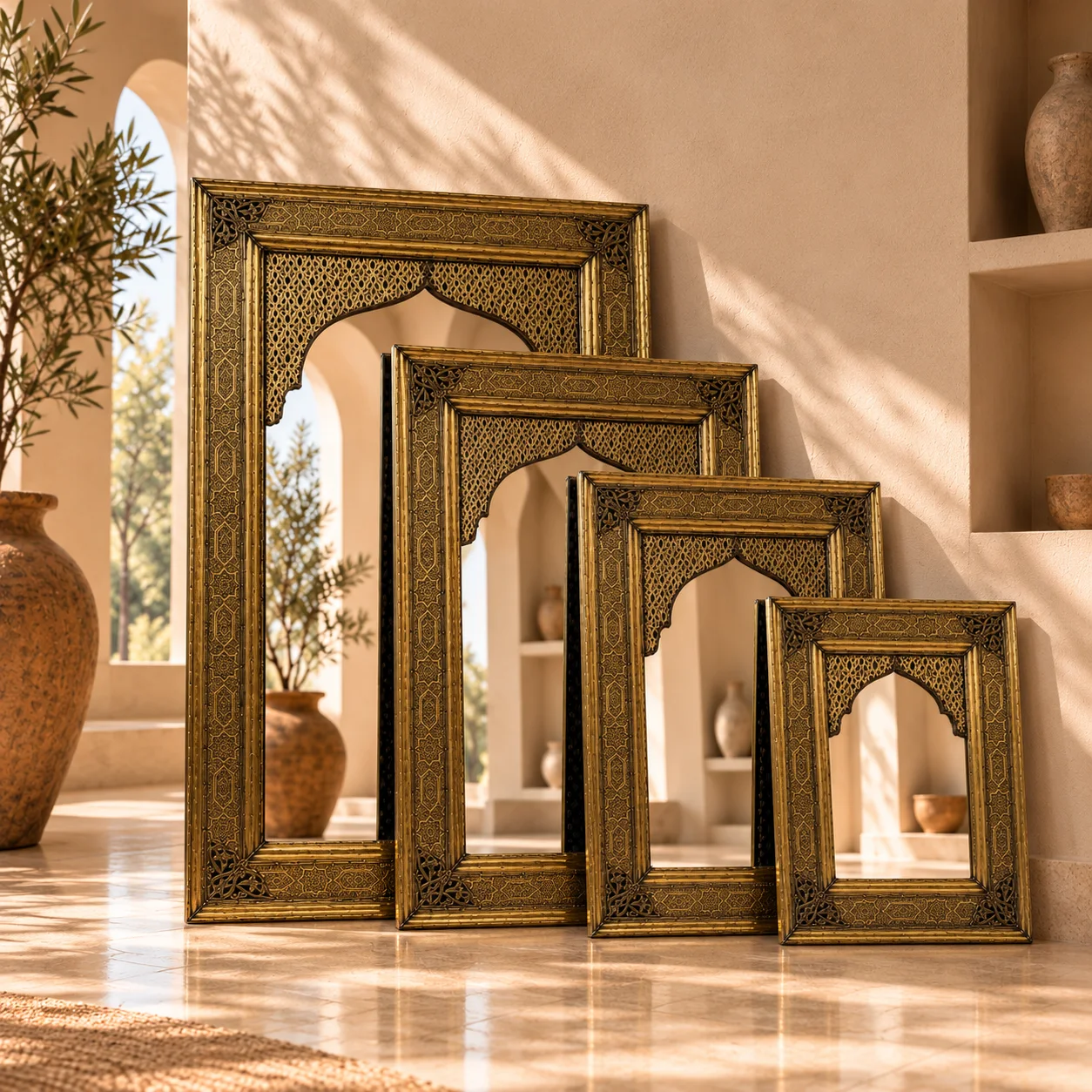 Miroir Marocain AL ANDALOUS – Cuivre Artisanal Ciselé