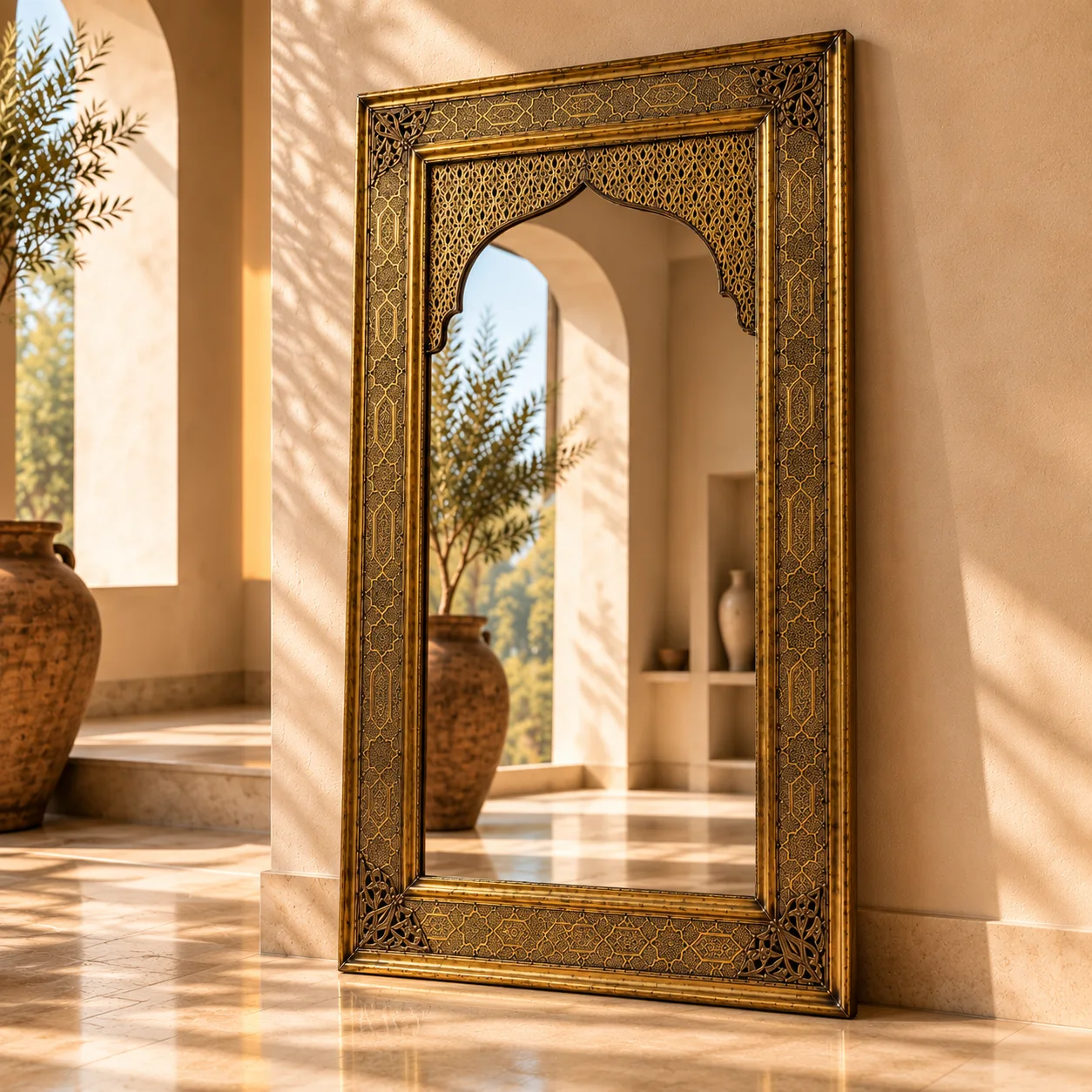 Miroir Marocain AL ANDALOUS – Cuivre Artisanal Ciselé