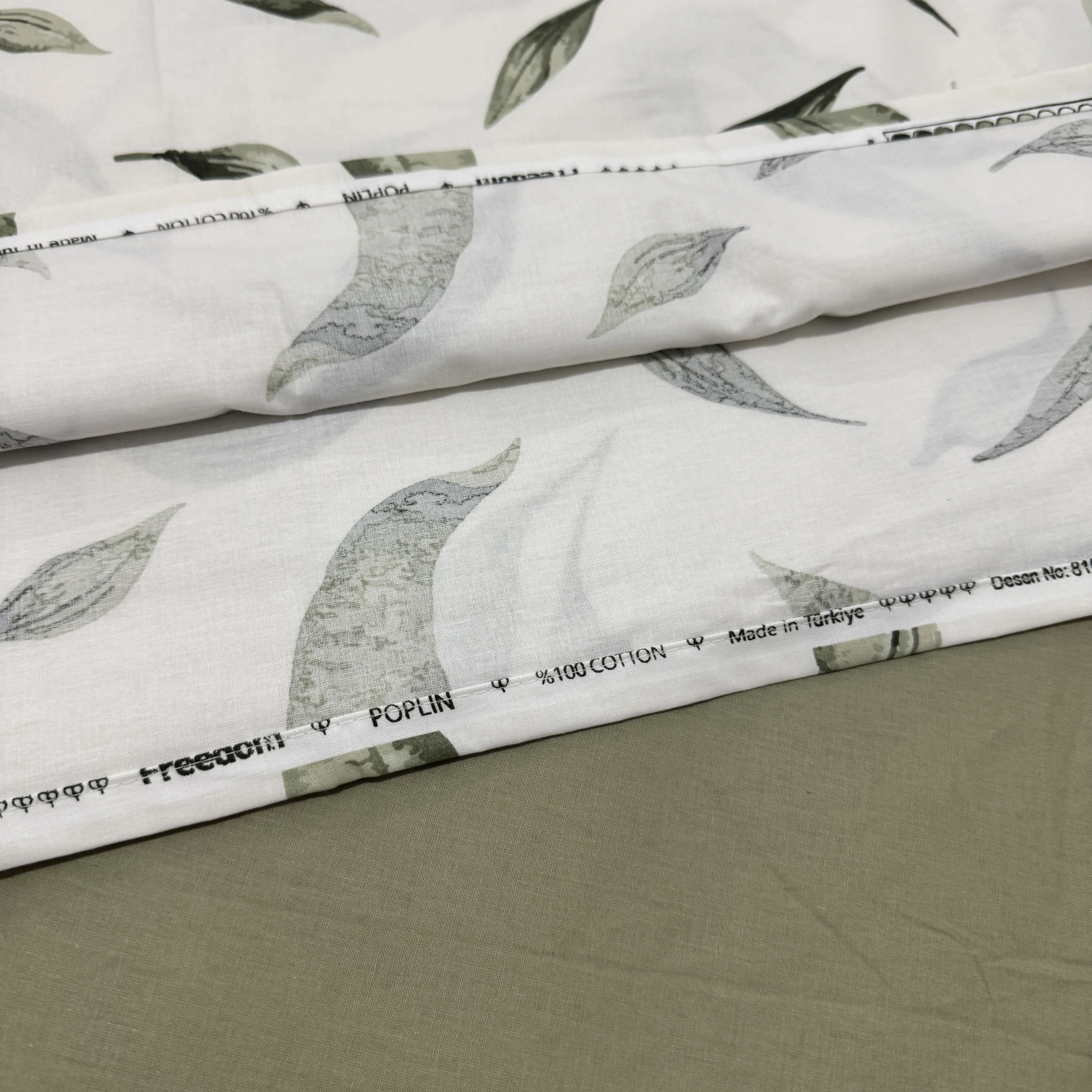 Parure housse de couette "Green Leaf" 100% coton Oeko-Tex - 2 places
