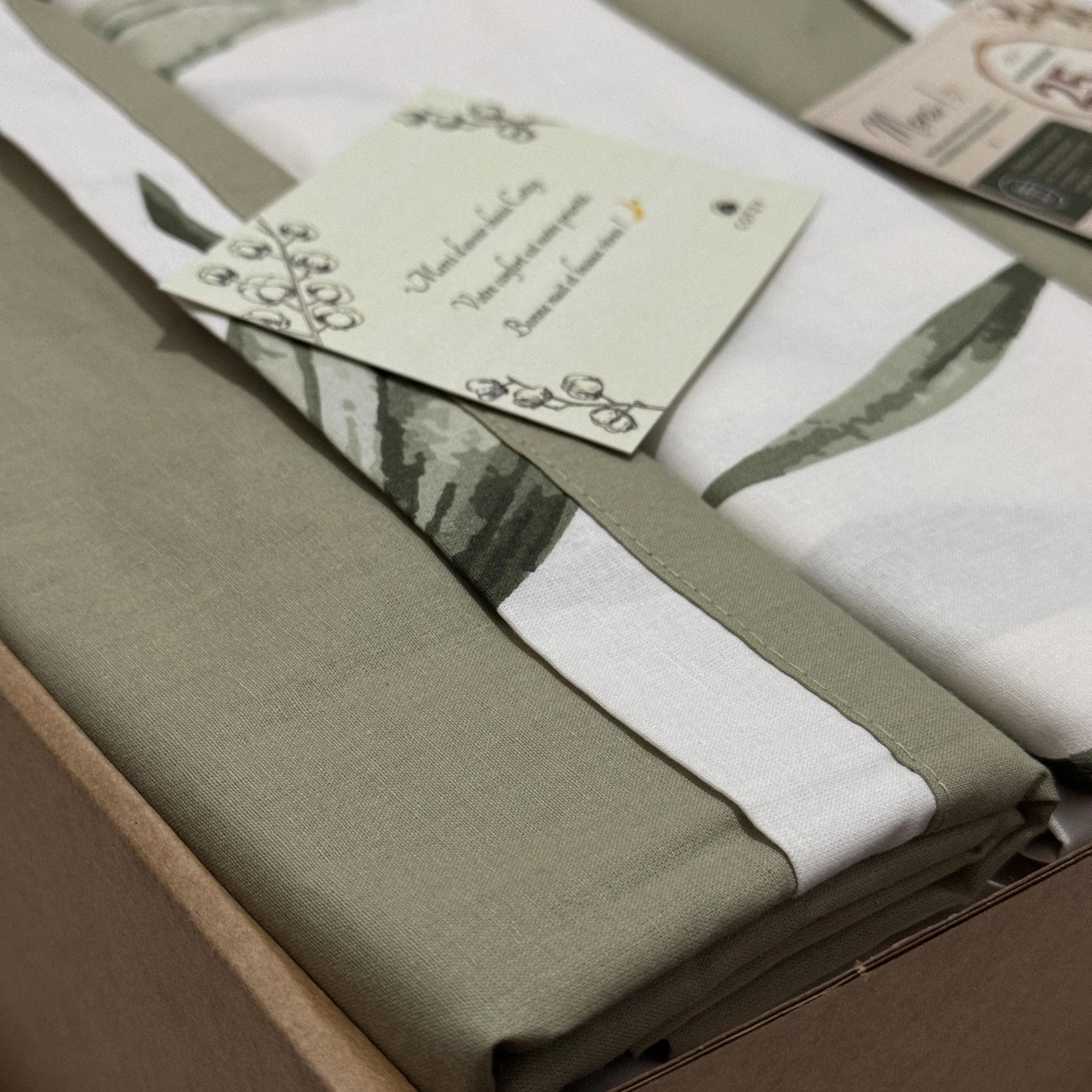 Parure housse de couette "Green Leaf" 100% coton Oeko-Tex - 2 places