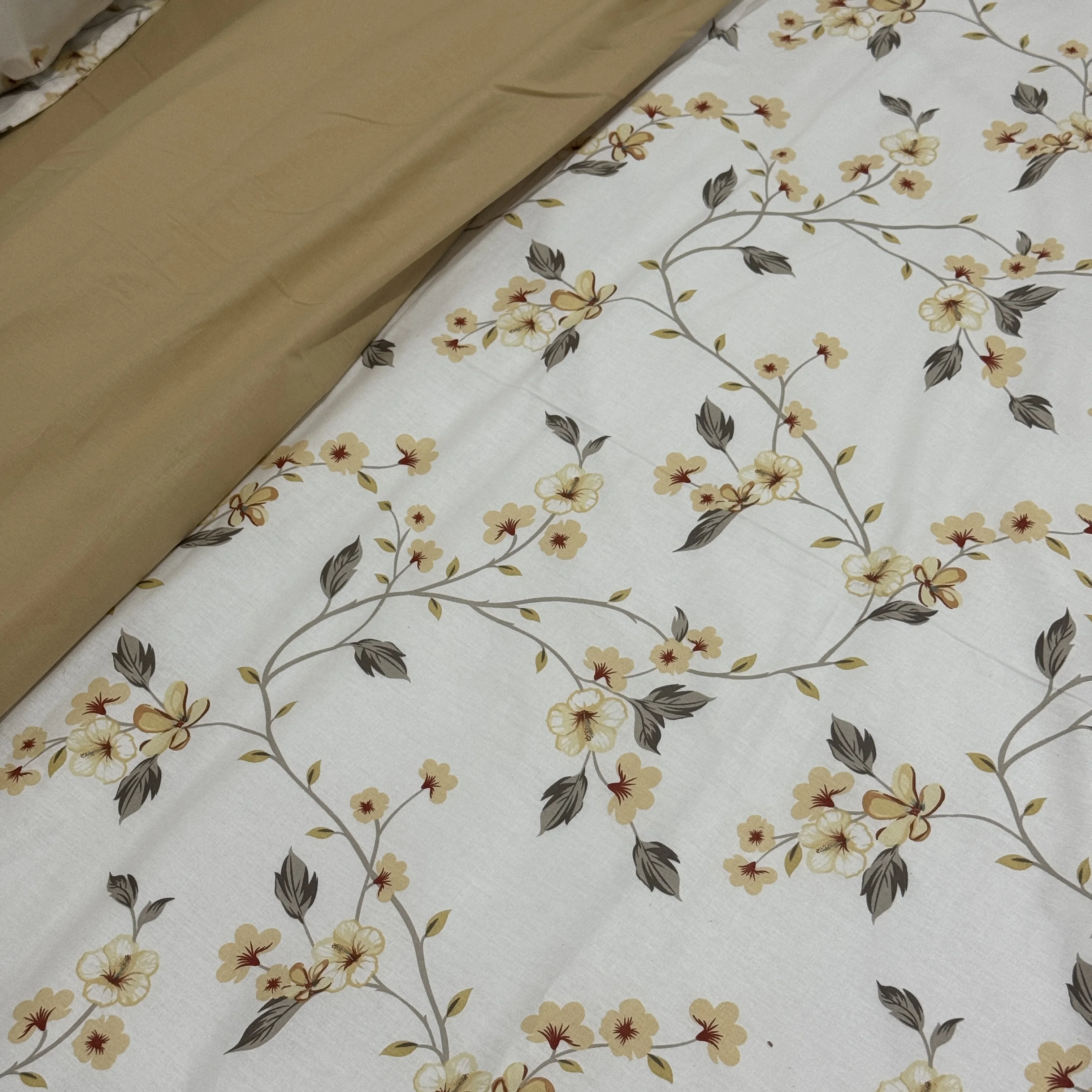 Parure housse de couette "Golden Bloom" 100% coton Oeko-Tex - 2 places