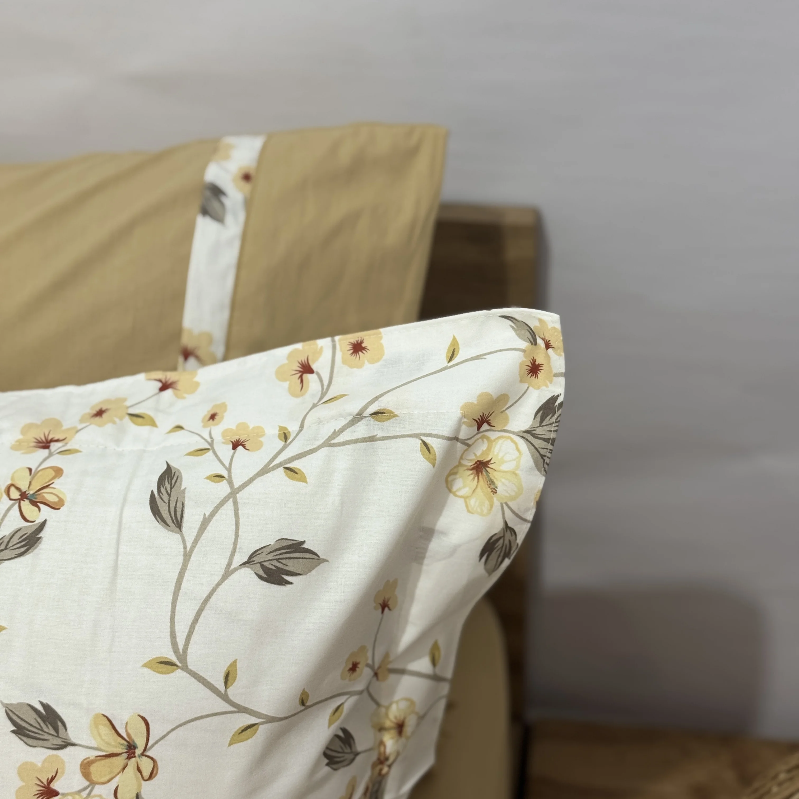 Parure housse de couette "Golden Bloom" 100% coton Oeko-Tex - 2 places