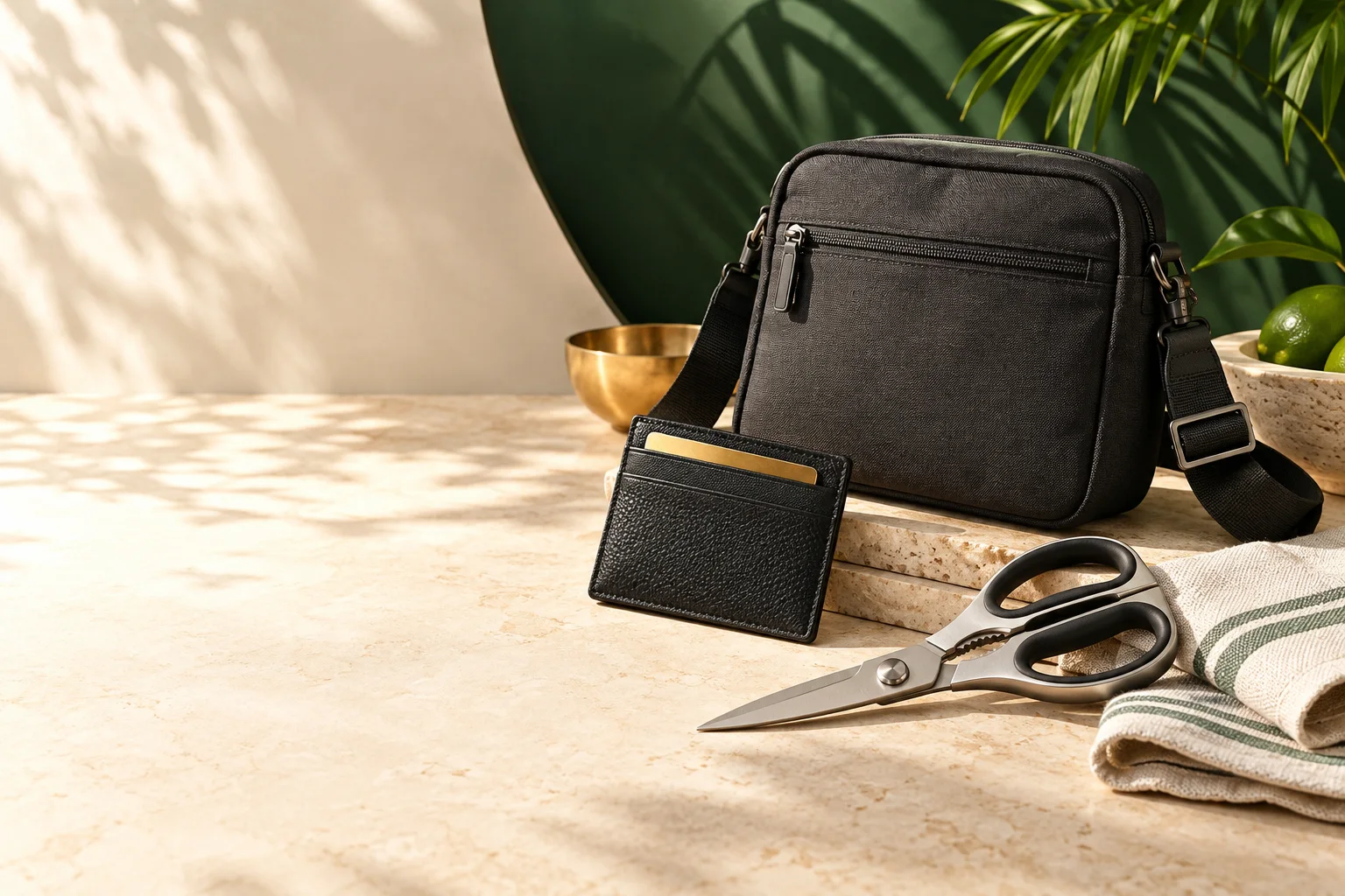 Everyday home and lifestyle accessories in warm natural light