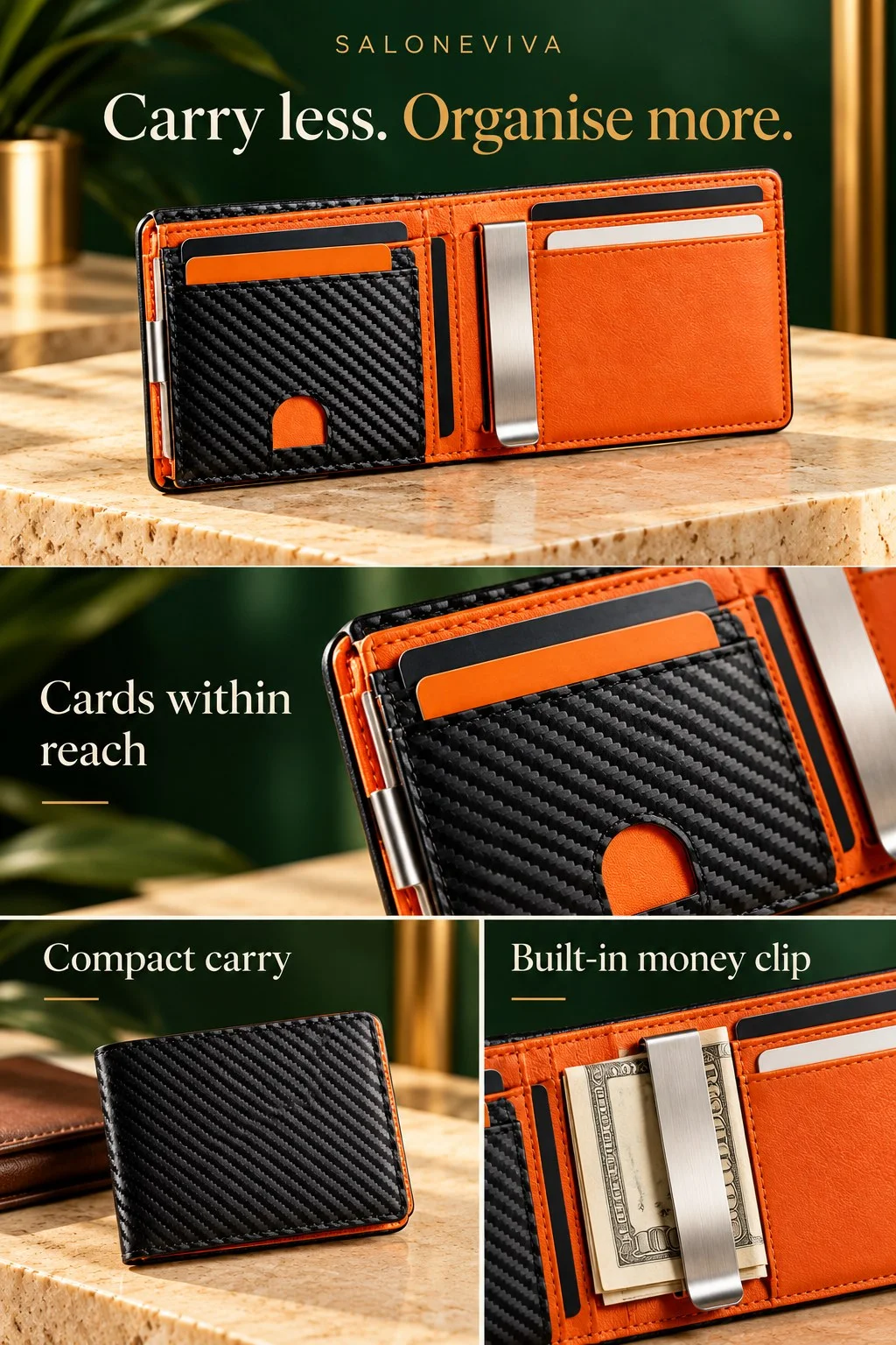 Slim Carbon-Pattern Card Wallet