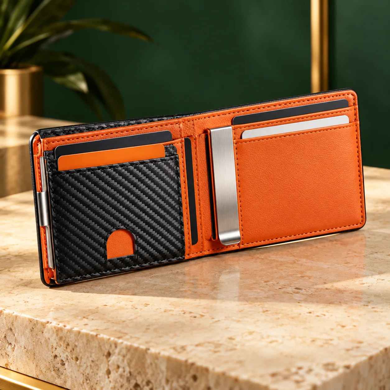 Slim Carbon-Pattern Card Wallet
