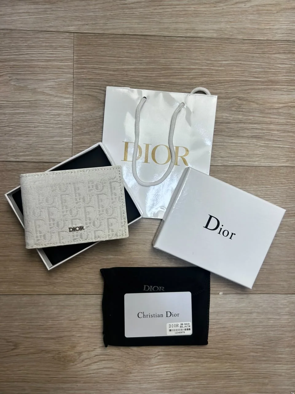 PORTE MONNAIE DIOR HOMMES BLANC AVEC SACHET
