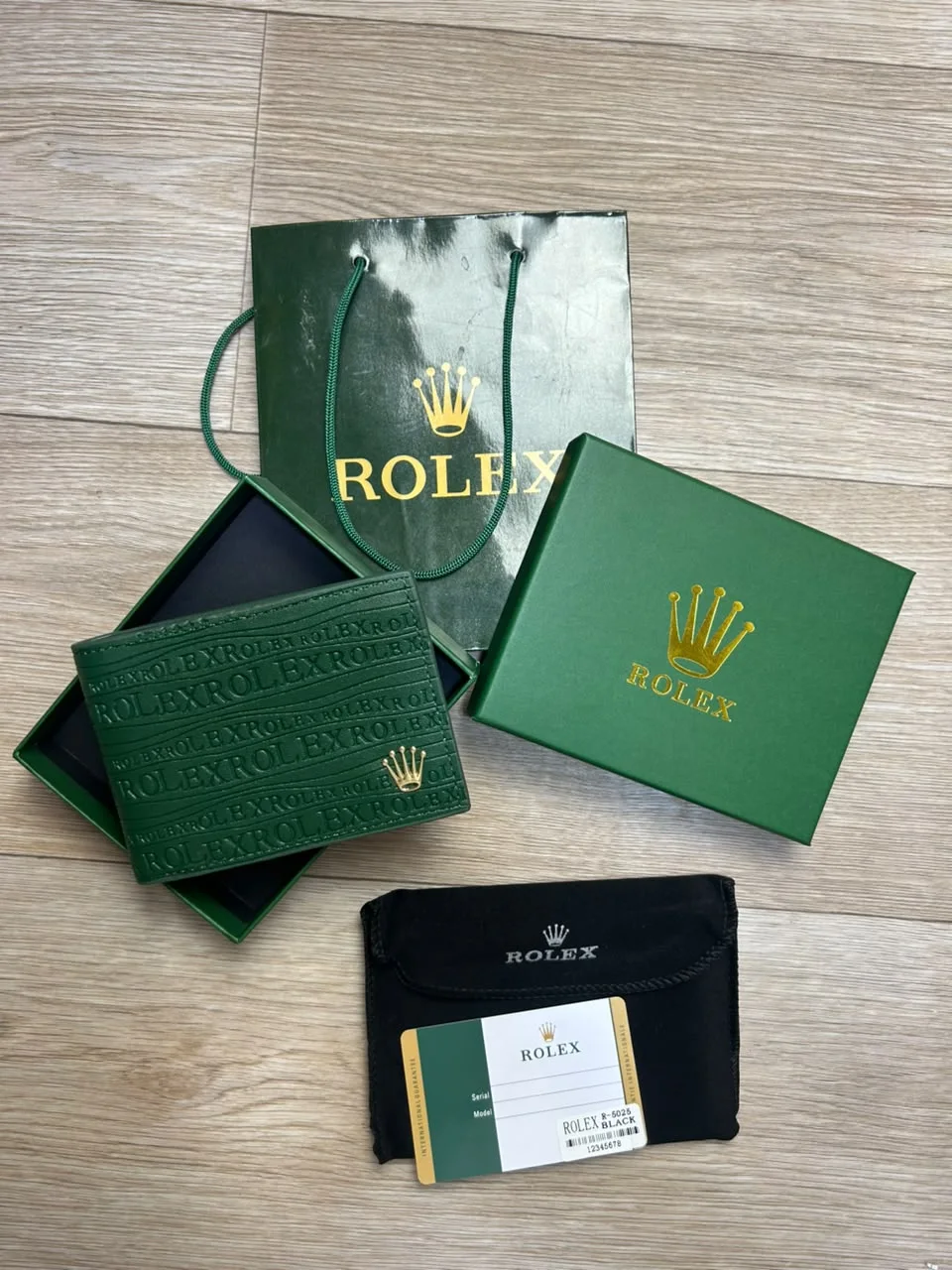 PORTE MONNAIE HOMMES ROLEX VERT
