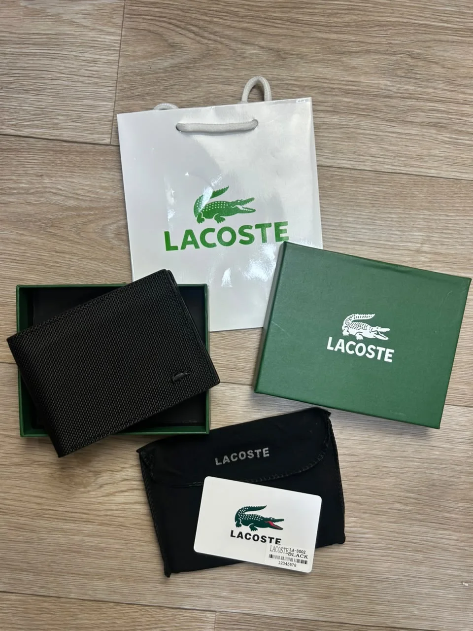 PORTE MONNAIE LACOSTE NOIR HOMMES AVEC SACHET