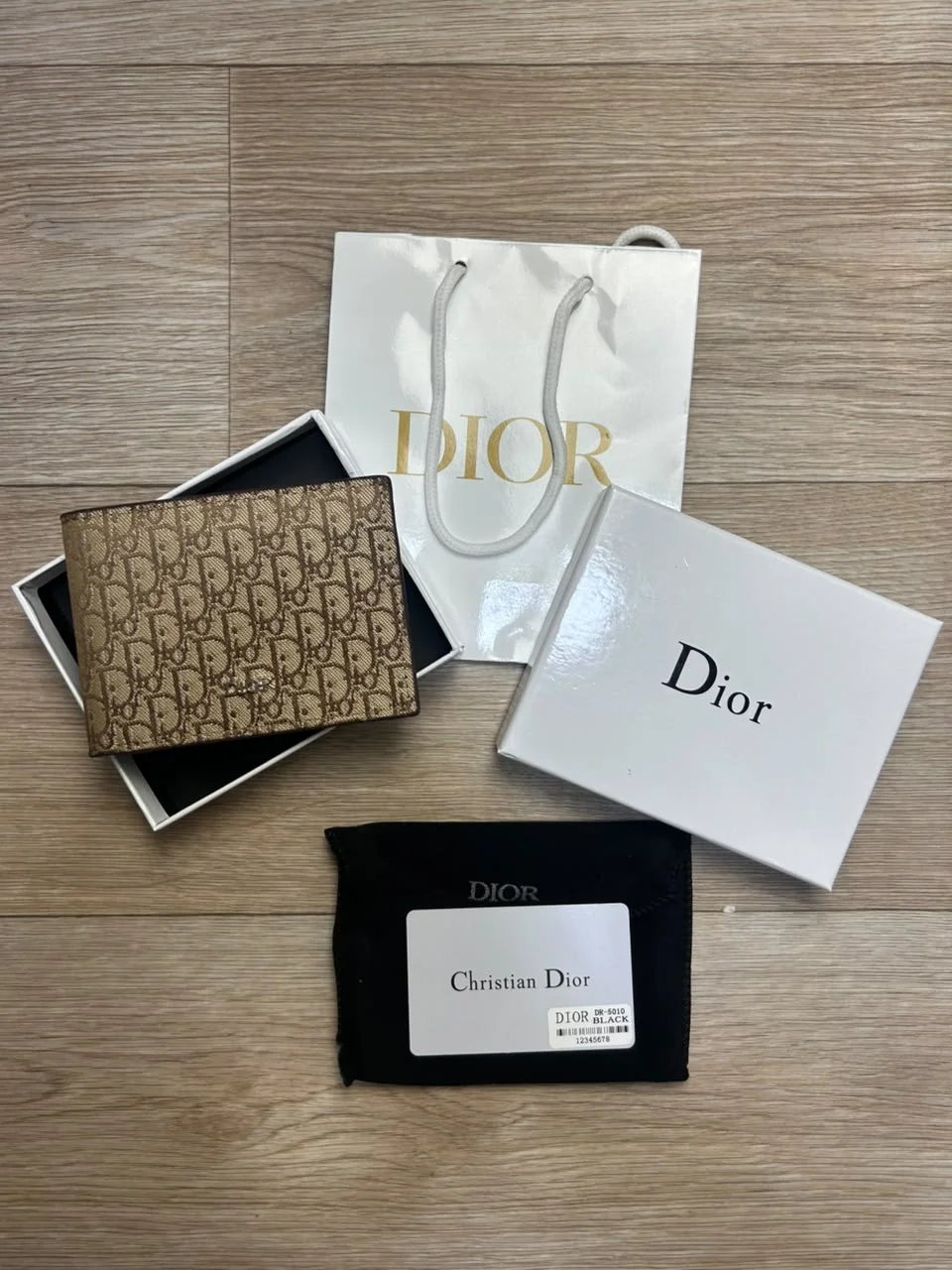 PORTE MONNAIE DIOR HOMMES MARRON AVEC SACHET