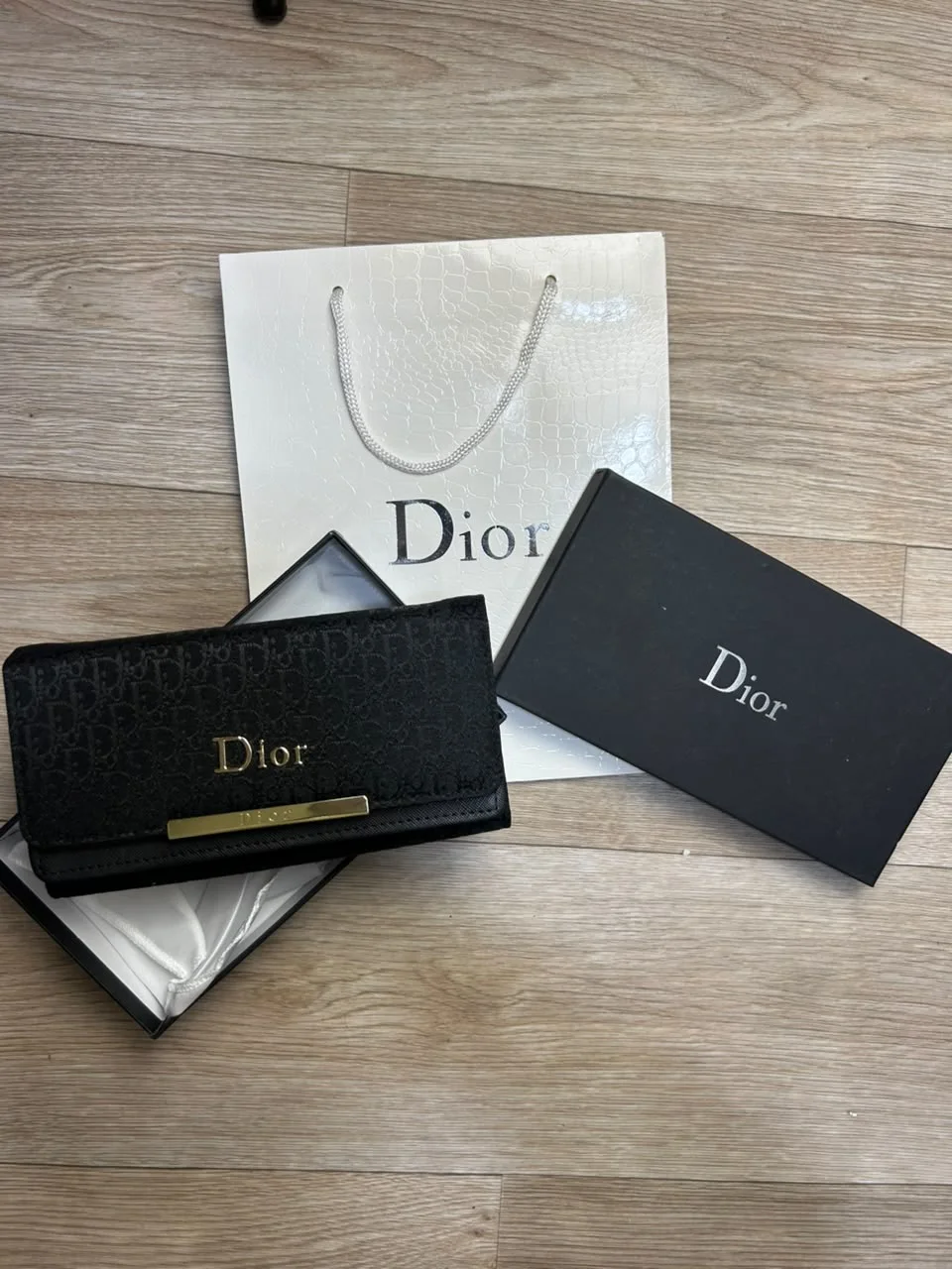 PORTE FEUILLE DIOR FULL BLACK FEMMES AVEC SACHET