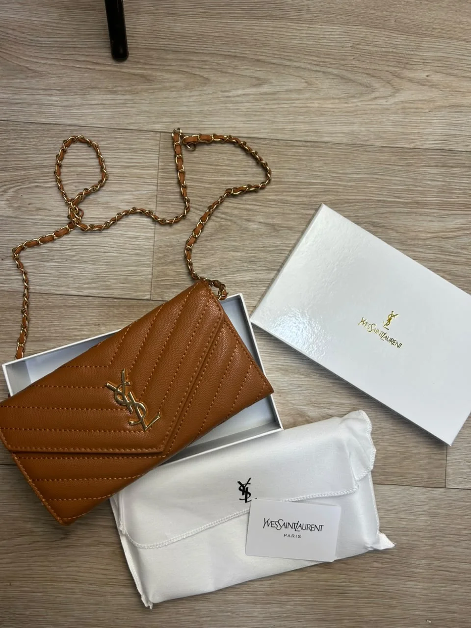 SAC POCHETTE YSL AVEC BANDOULIÈRE FEMMES MARRON