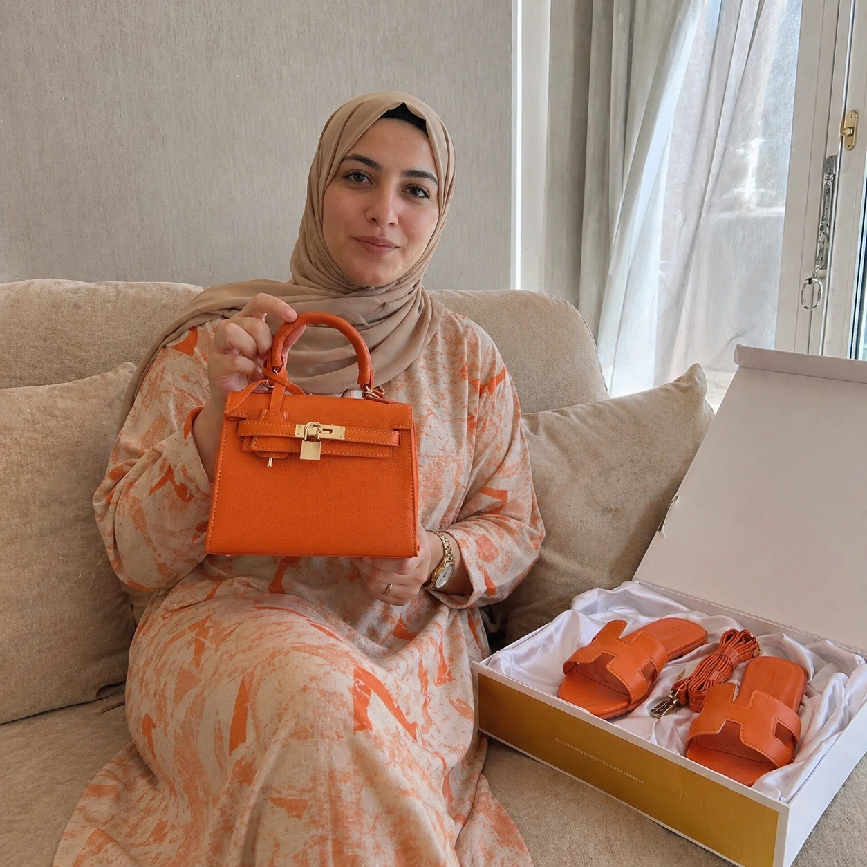 Luxe Kelly Set – Sac & Sandales Élégance