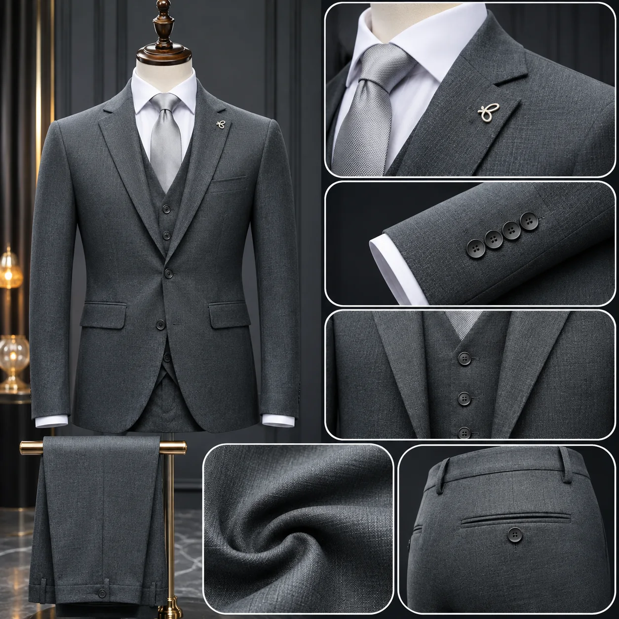 COSTUME 3 PIECES GRIS