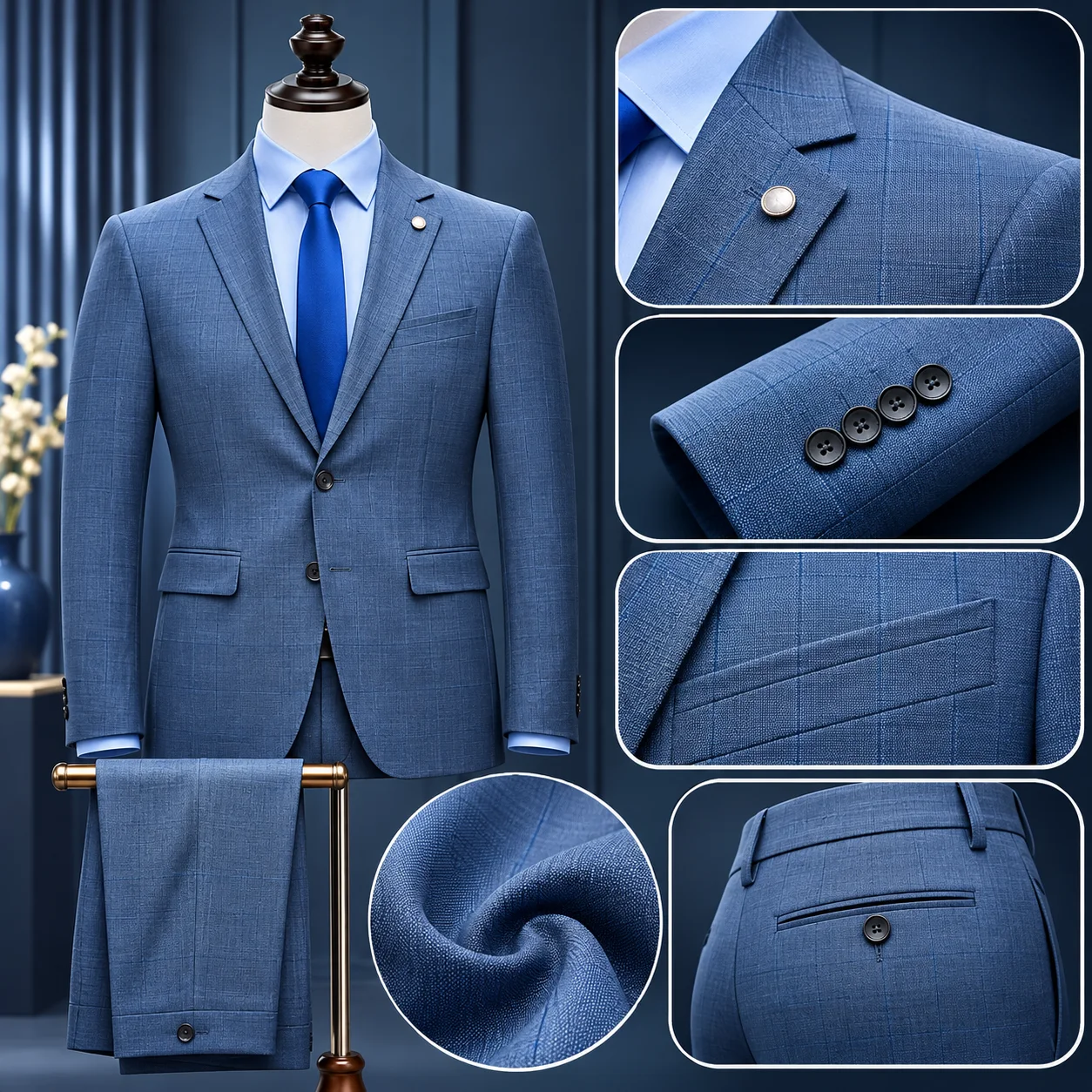COSTUME RAYÉ BLEU CIEL