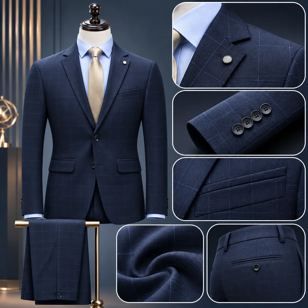 COSTUME RAYÉ BLEU MARINE