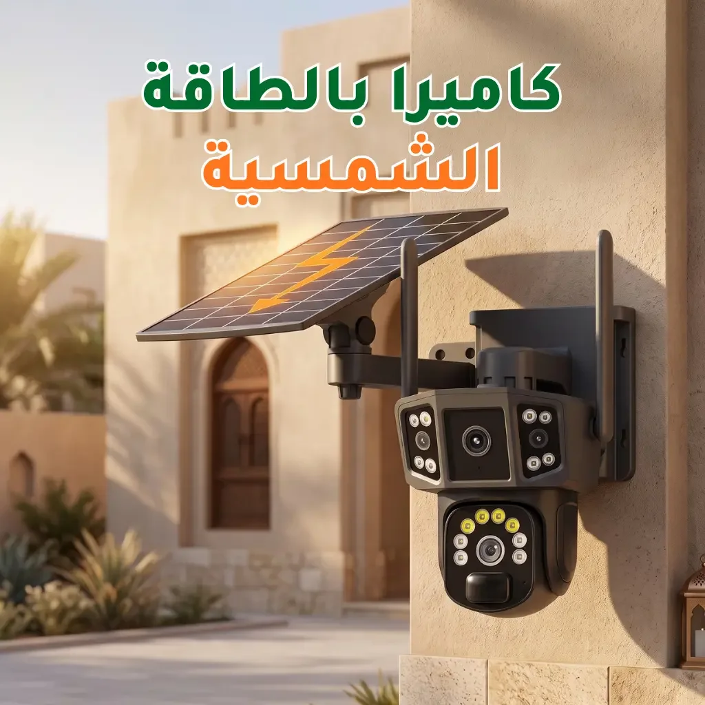 كاميرا بالطاقة الشمسية عدسة مزدوجة - أتصال واي فاي - مدخل ذاكرة ضمان عام
