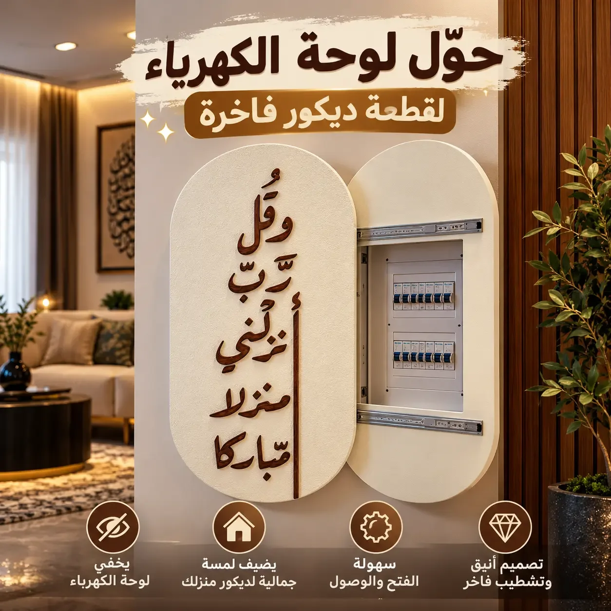جوج فواحد: منظّم للوحة الكهرباء وديكور منزلي عربي فاخر 80×40 سم