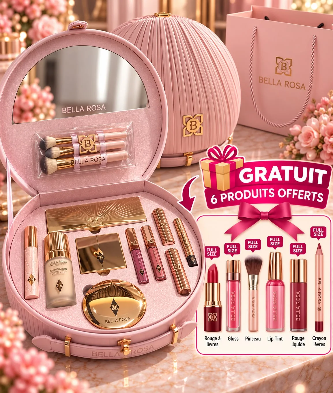 Bella Rosa &ndash; Coffret Maquillage de Luxe | 6 Produits Offerts �