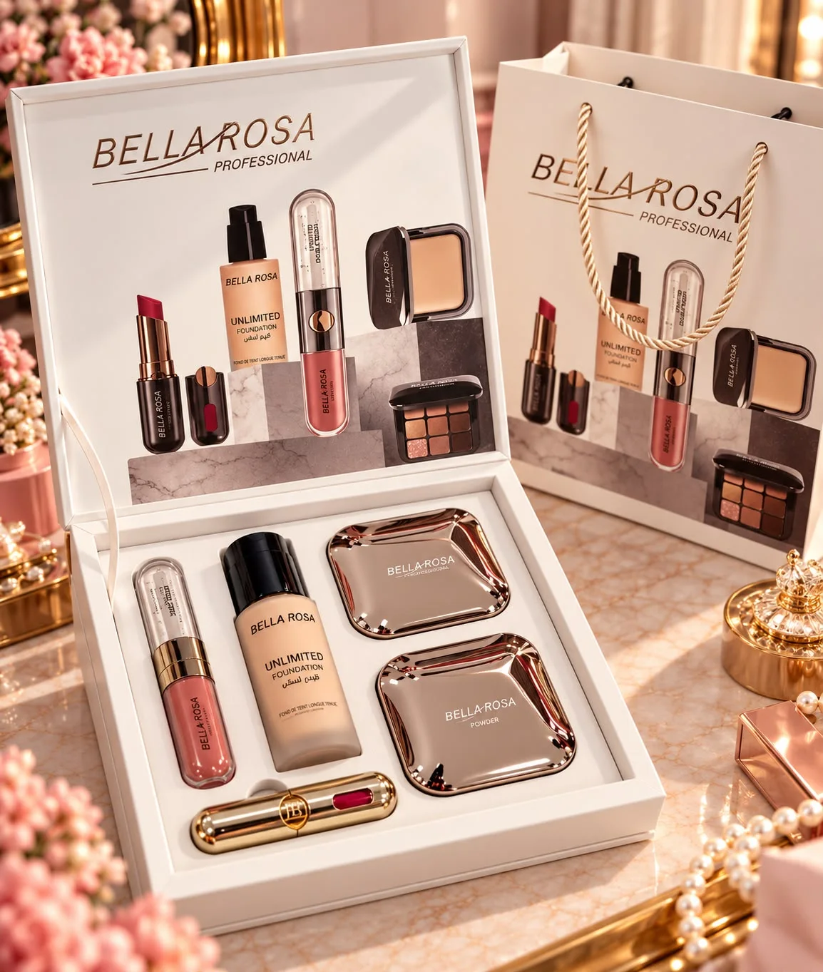 Coffret Maquillage Bella Rosa Professional 💄 | Kit Beaut&eacute; Complet & &Eacute;l&eacute;gant ✨