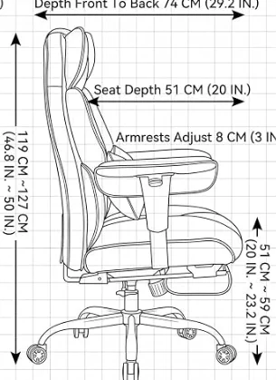 كرسي تنفيذي من إيفوماو للمكتب و الجيمنج قابل للاستلقاء مع مسند قدمين و ارتفاع قابل للتعديل، جلد PU، بني