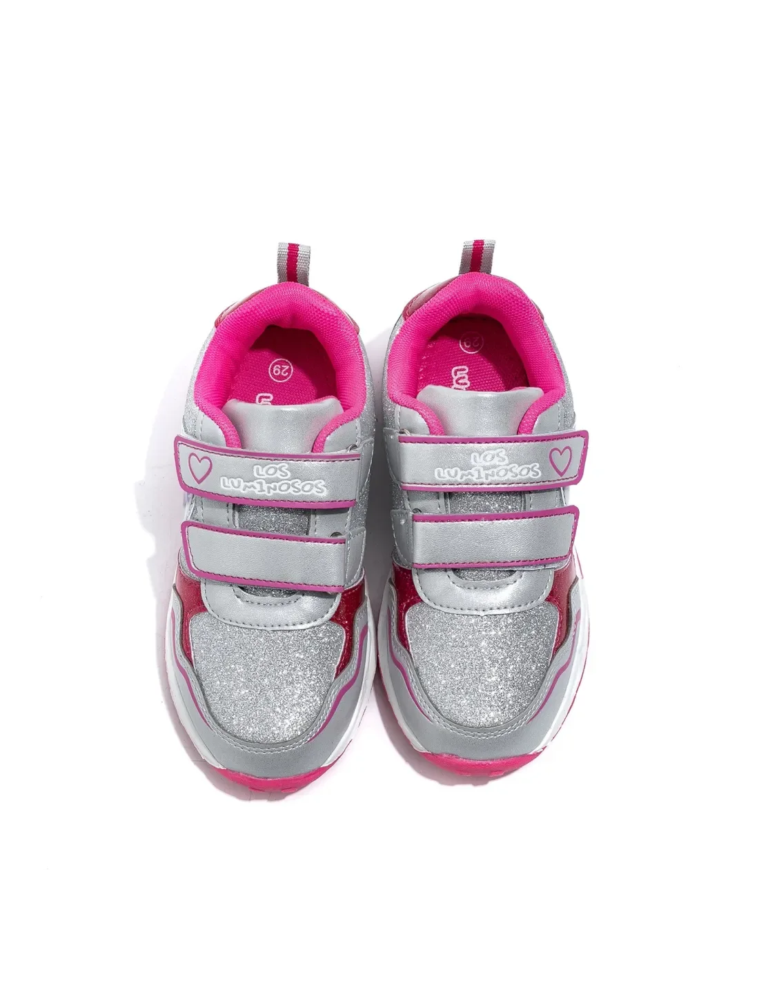 Sneakers Lumineuses Enfant Demax HK231B – Argent et Fuchsia