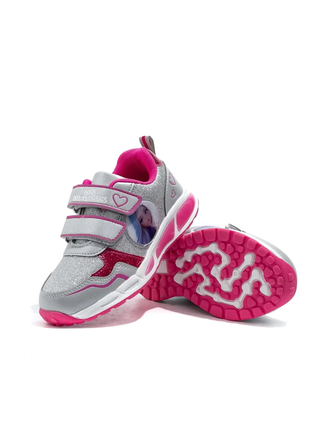 Sneakers Lumineuses Enfant Demax HK231B – Argent et Fuchsia