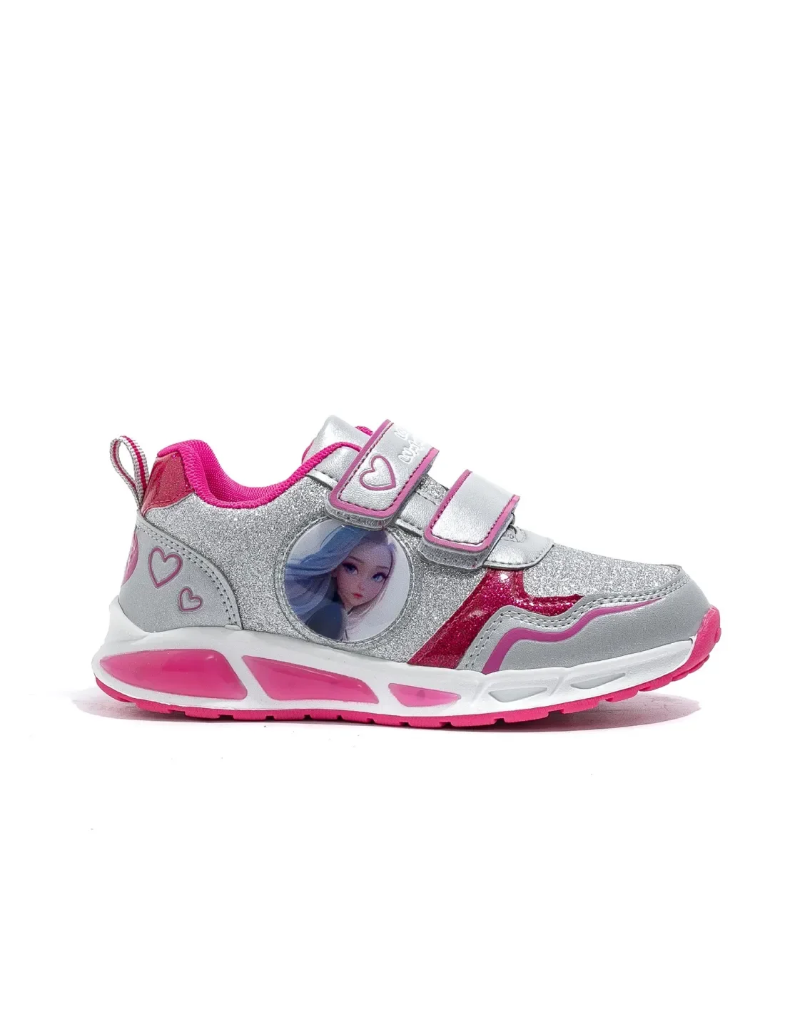 Sneakers Lumineuses Enfant Demax HK231B – Argent et Fuchsia