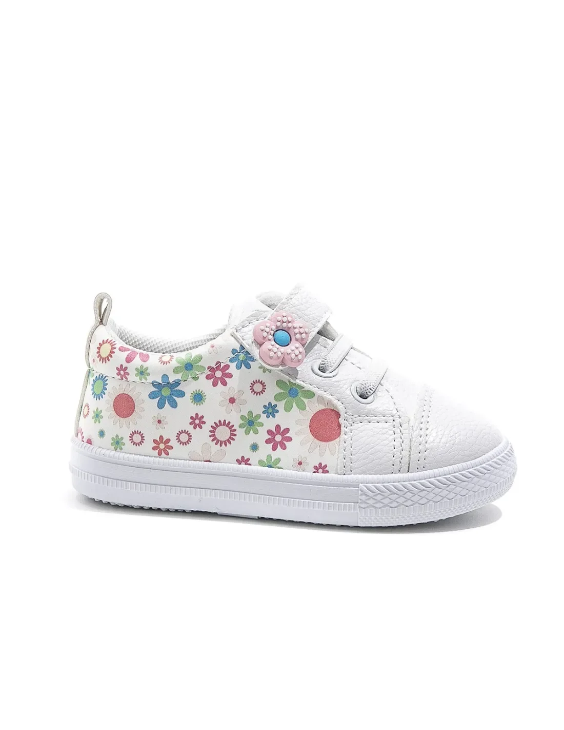Baskets Sport Enfant Demax J751NA – Blanc et Motifs Fleurs