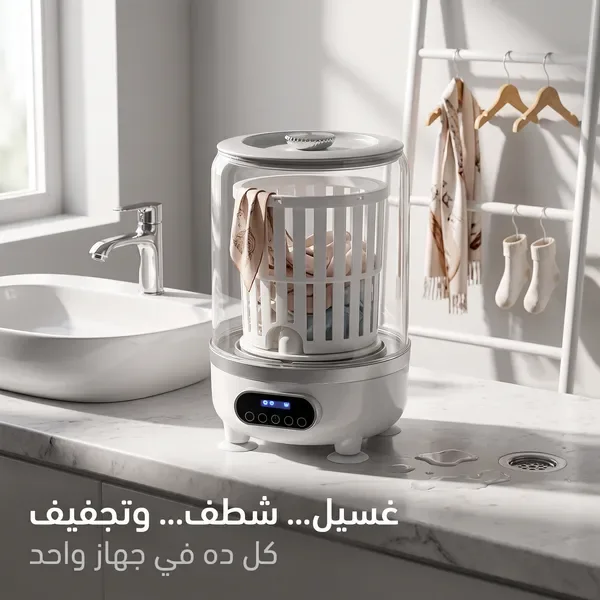 غسالة السفر المحمولة 3 في 1 (غسيل، شطف، وعصر) بشاشة رقمية