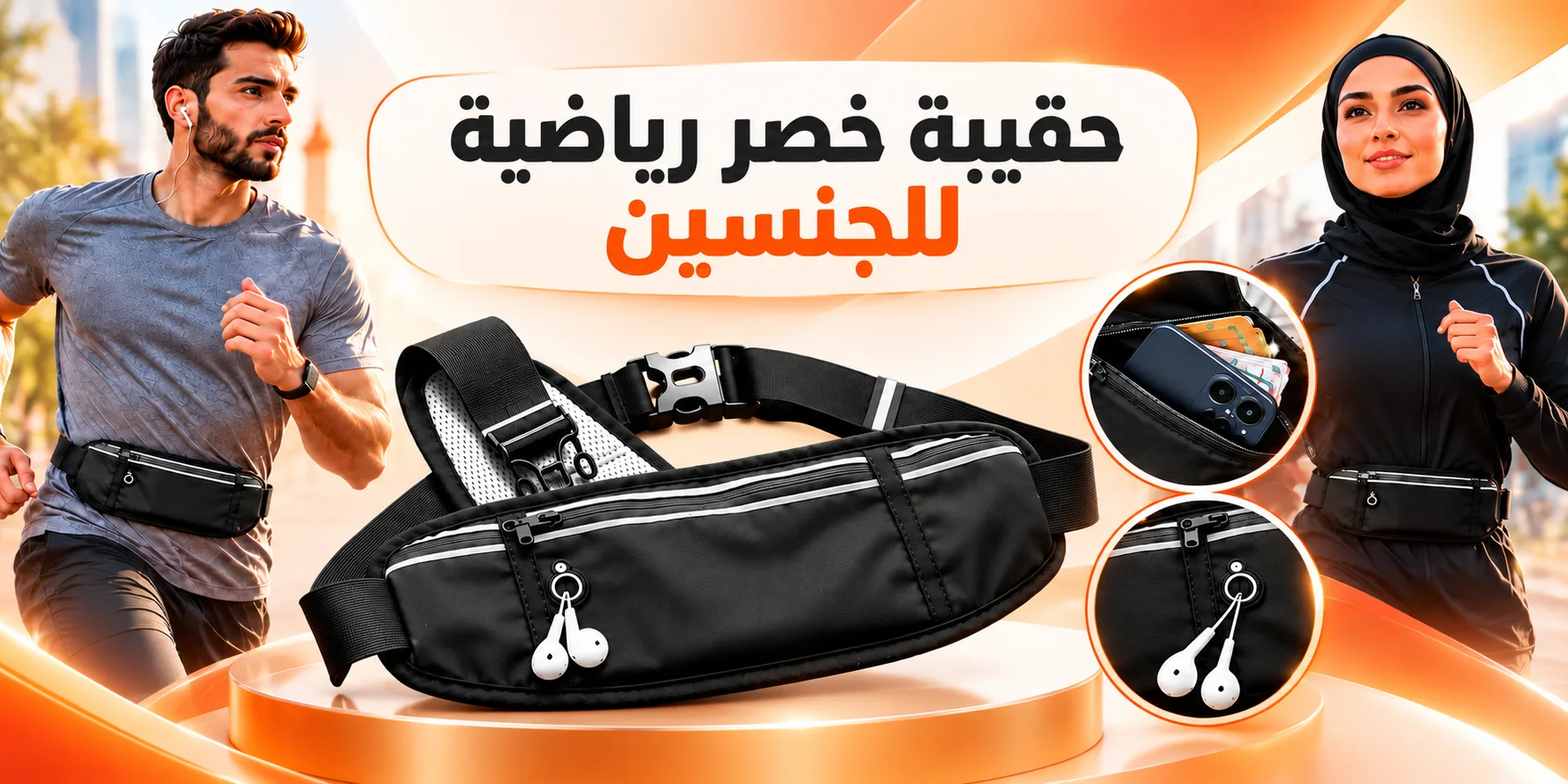 حقيبة خصر رياضية للجنسين، حامل نقود وهاتف