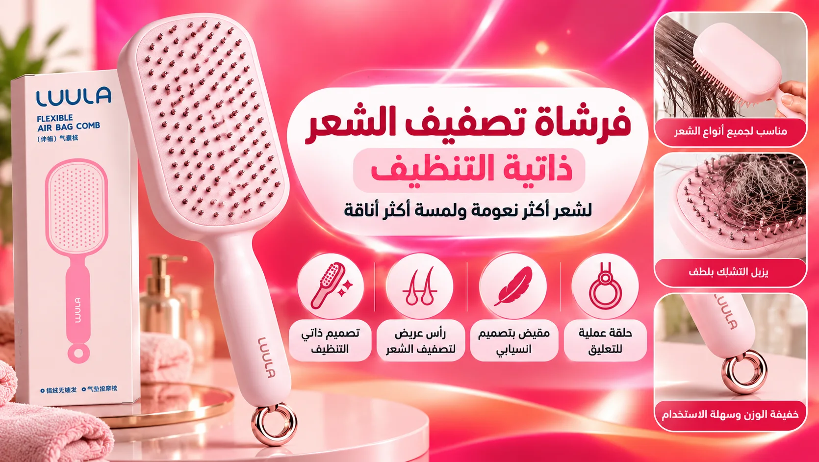 فرشاة النظافة الفورية: الحل الجذري لإنهاء معاناة سحب الشعر المتشابك من الفرشاة بيدك، وتنظيفها بضغطة واحدة