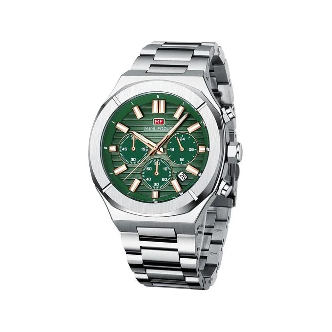 Montre Homme Luxe Chronographe 0612 Cadran Noir Bracelet Acier Inoxydable