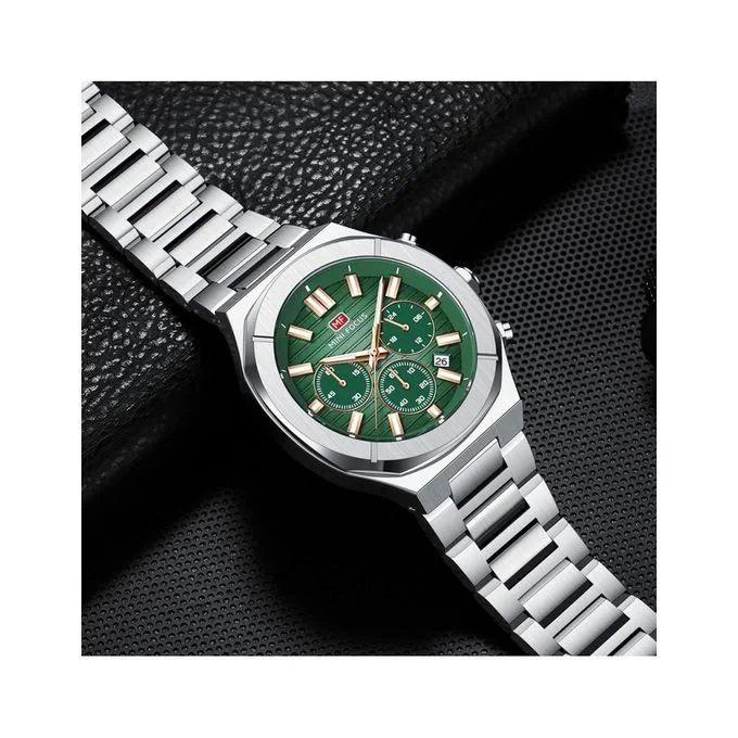 Montre Homme Luxe Chronographe 0612 Cadran Noir Bracelet Acier Inoxydable