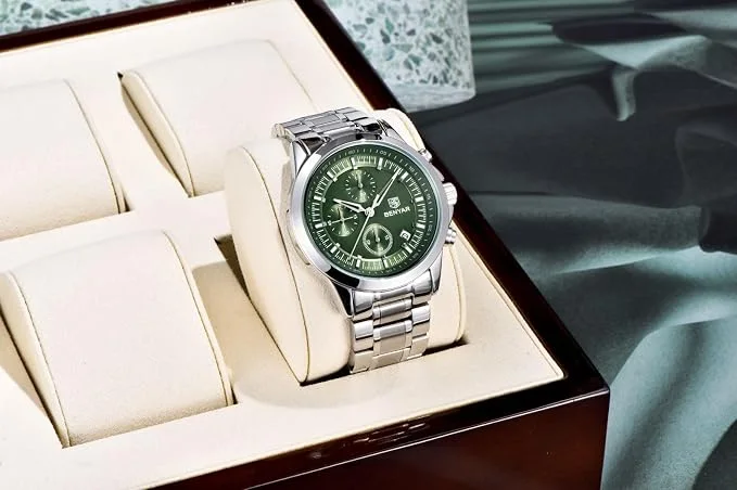 BENYAR Mens Watches Multifunction Chronograph Date Quartz Watch for Men Stainless Steel Analog Wrist Watch Gift for Men