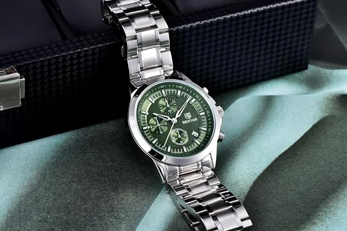 BENYAR Mens Watches Multifunction Chronograph Date Quartz Watch for Men Stainless Steel Analog Wrist Watch Gift for Men