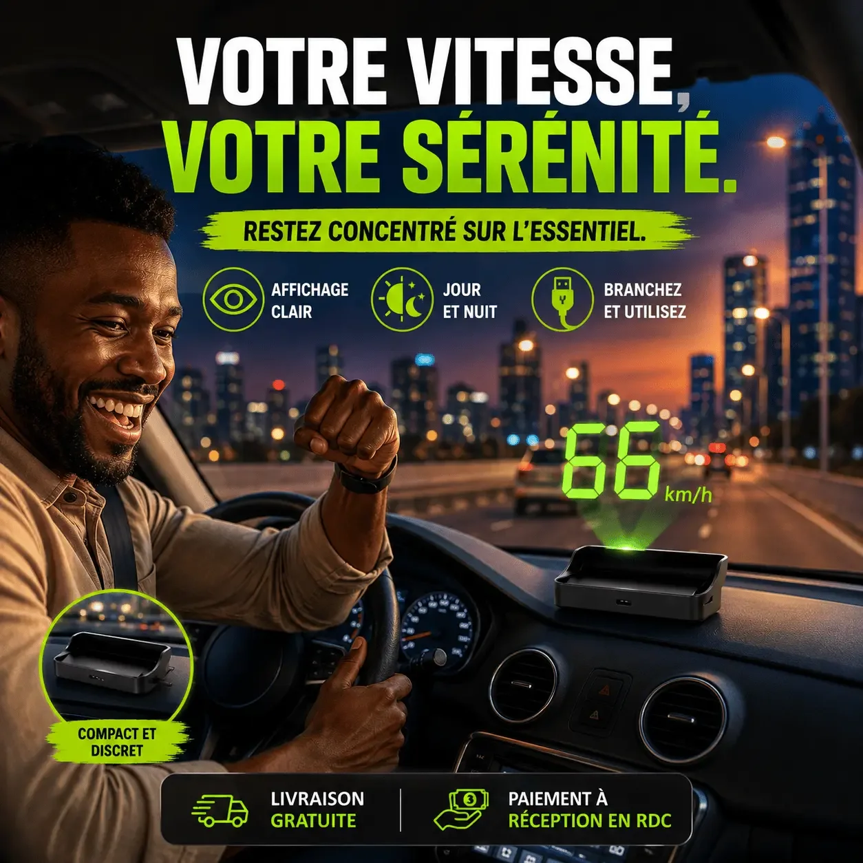 Compteur de vitesse numérique HUD GPS automobile