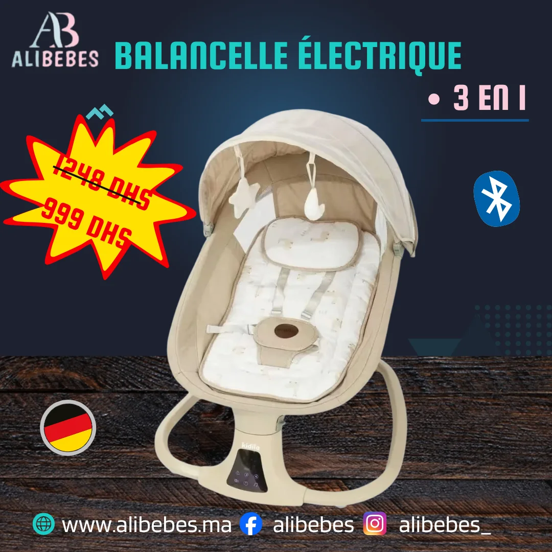 Balancelle électrique 3 en 1 De 0 à 12 mois, jusqu’à 12 kg