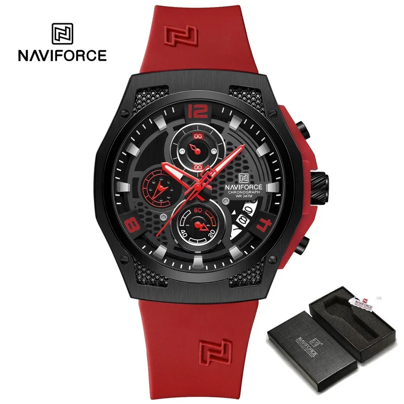 NAVIFORCE NF8051T Trendy Fashion Men’s Watch Multifunction Quartz Chronograph Luminous Waterproof Cool Sports Student Watch