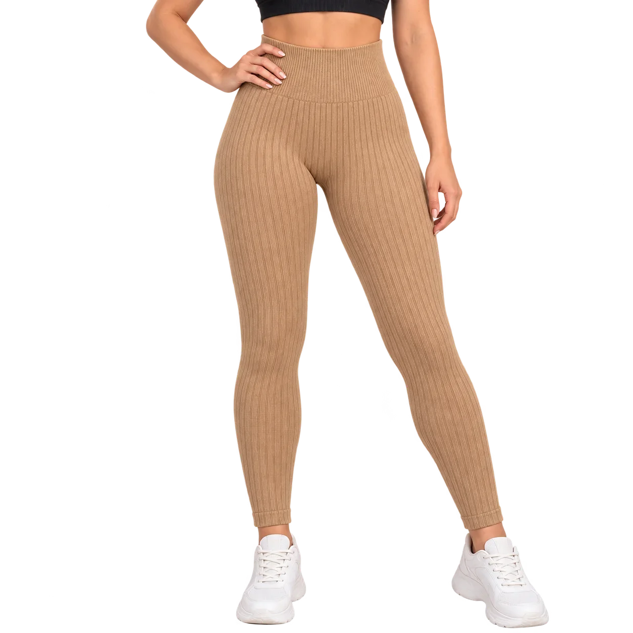 كولون نسائي FENFA أصلي مضلّع بخصر عالي - Legging femme FENFA original côtelé à taille haute