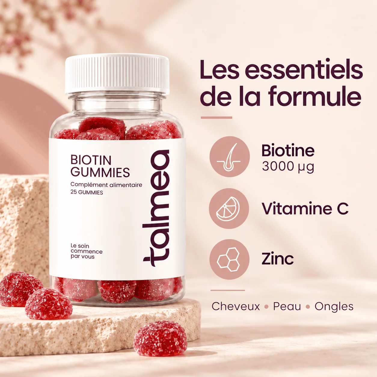 TALMEA Biotine Gummies — Beauté des Cheveux