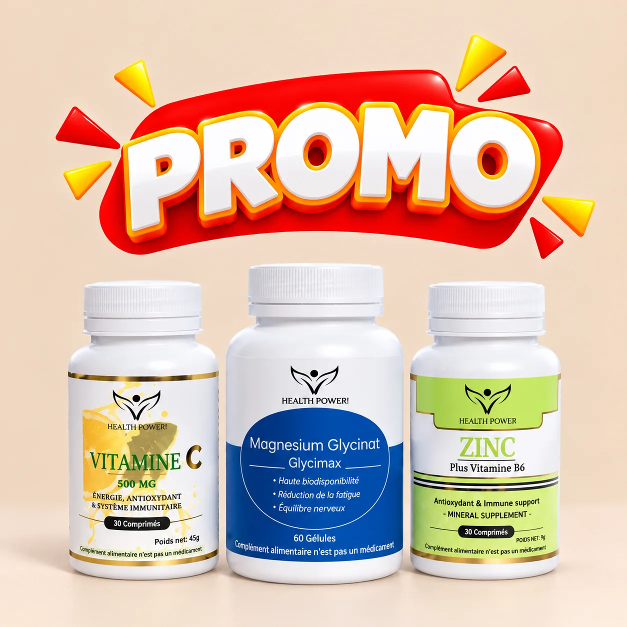 Pack Magnésium Glycinate + Zinc  + Vitamine C