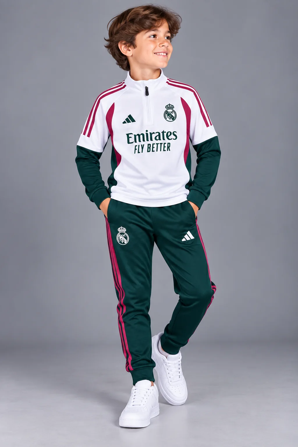 Survette Real Madrid adidas entrainement  2027 blanc vert pertole 2027