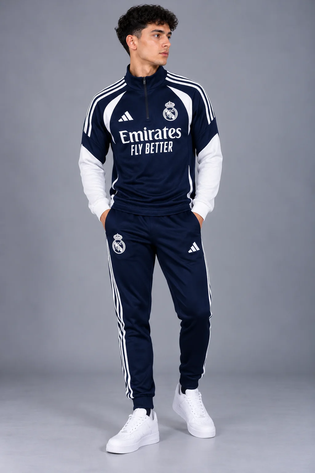 Survette Real Madrid adidas entrainement Officiel Blanc Bleu  2027