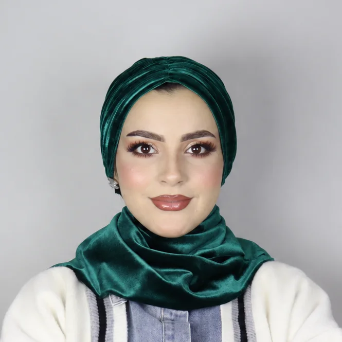 Turban Châle Hiver en Velours Haut de Gamme Ajustable - Fermeture Aimantée